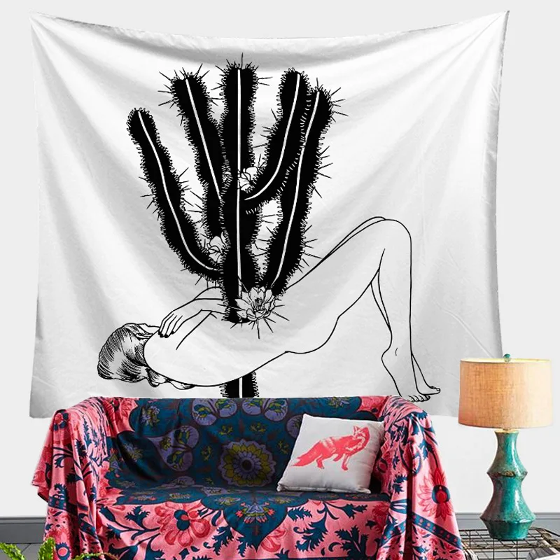 Черно белый гобелен в стиле хиппи простой цвет психоделическая спальня домашний