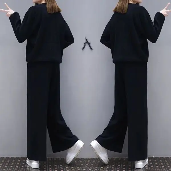 Женский черный спортивный костюм Knicker в западном стиле свободный свитер для