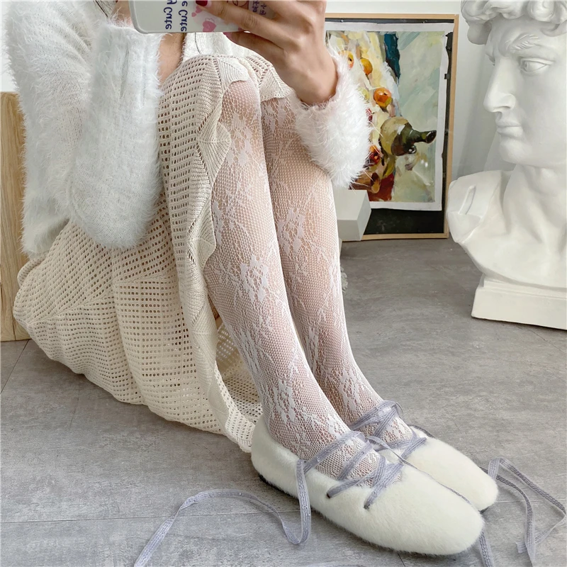Новые женские колготки Классические Цветочные кружевные шелковые чулки дамские