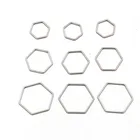 20 шт.лот 3 Размер шестиугольный Шарм Подвеска на шею из нержавеющей стали открытого типа рамки пресс-форм рамка давления 