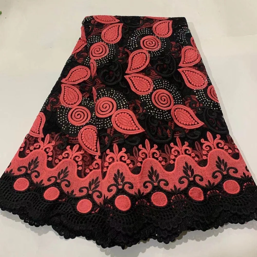 Черный с белым африканский тюль молочный шелк кружевная ткань новейшее высокое