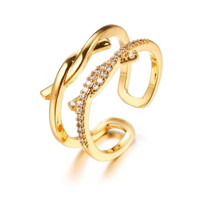 

ZN New Adjustable Size Fashion Jewelry Micro Pave AAA+ Cubic Zirconia Stones Finger Ring Big Open Rings For Women Gift Jewelry