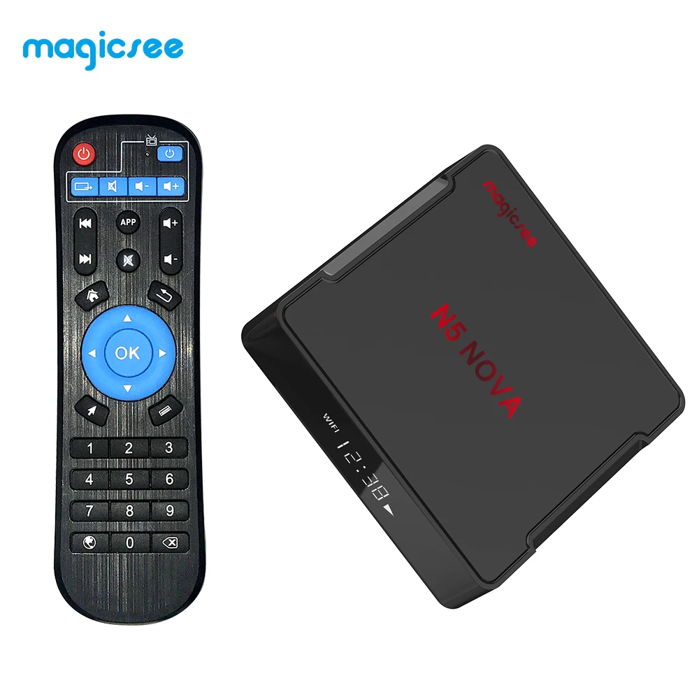 Magicsee N5 Nova Android Tv Box RK3318 64-разрядным четырёхъядерным 2 4G 5G WI-FI Bluetooth 4 0 USB3.0 LAN 100 м 4K HD