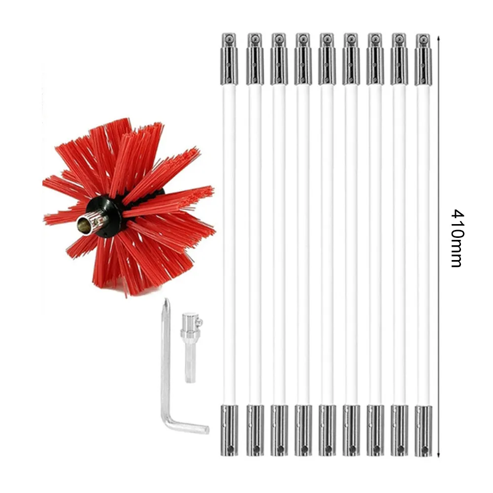 

Bendable Cleaning Brush Set For Chimney Fireplace Pipe Stove Range Hood Sweep Inner Wall Pipe Brush Chimney Brush Set 410mmx12