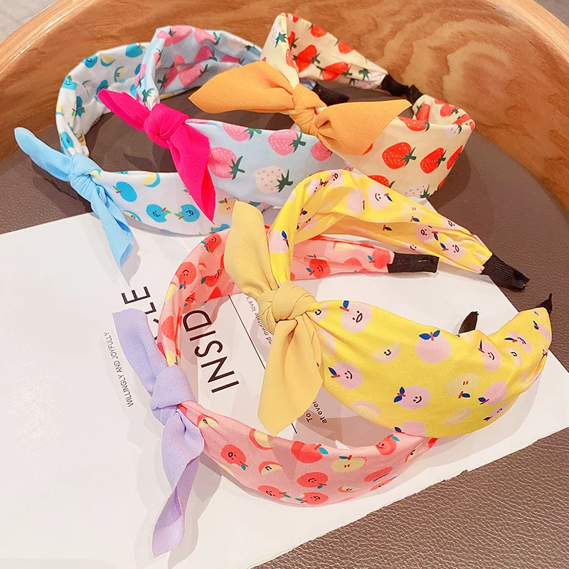 Floral Fruit Printed Headbands Girls Lovely Rabbit Ears Headdress Polka Dot Print Hair Hoop Sweet Hair Accessories