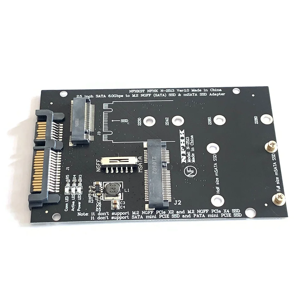 

M.2 NGFF MSATA SSD to SATA 7 15Pin 2.5 inch Adapter Card 2 in 1 Desktop Computers Riser Converter for PC Laptop