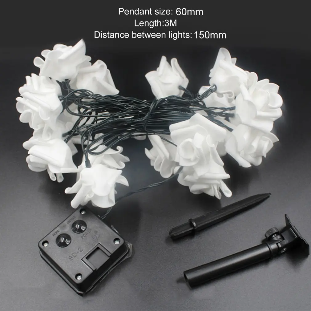 

Beautiful Design Solar Powered 20LED String Lights Party Event Christmas Birthday Decoration Rose Shape String Light