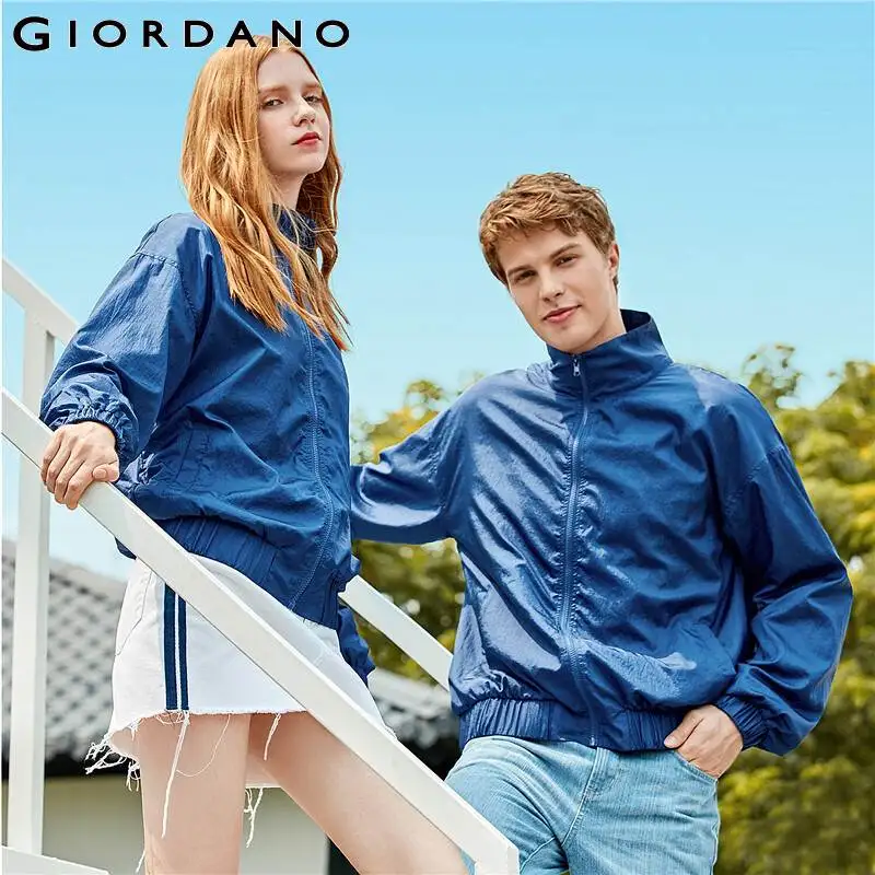 Мужская куртка с воротником стойкой Giordano тонкая ветровка дышащей сетчатой