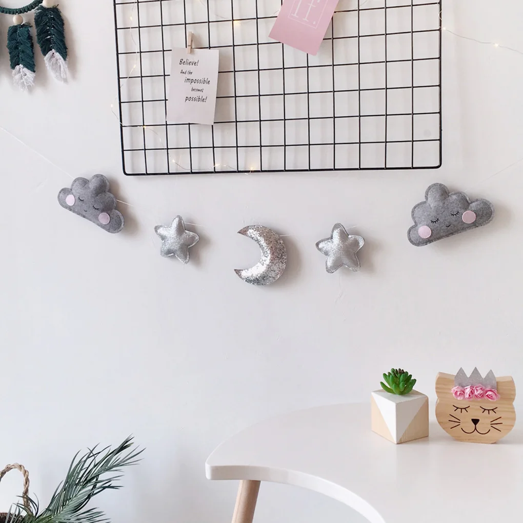 Nordic Felt String Cloud Garland Party Banner Kids Room Hanging Wall Decor Tent Bed Baby Shower Bunting Ornament | Дом и сад
