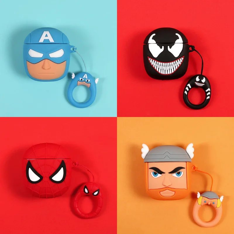 Силиконовый чехол с bluetooth-наушниками Marvel для Apple AirPods, ультратонкий милый защитный чехол для AirPods, чехол для зарядного устройства