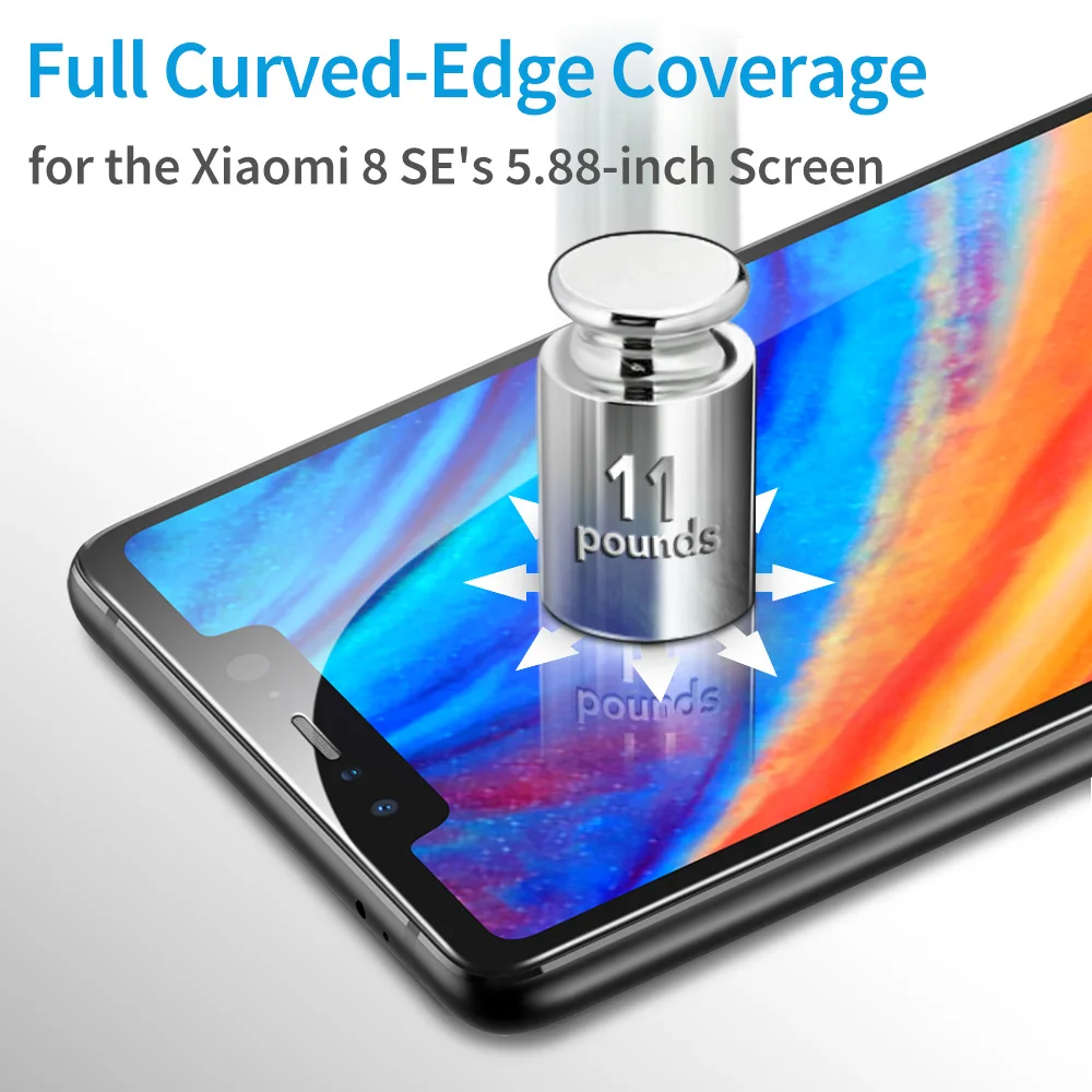 Защитное стекло ESR для Xiaomi MI 8 3 шт. 9H 3D полное покрытие с изогнутыми краями