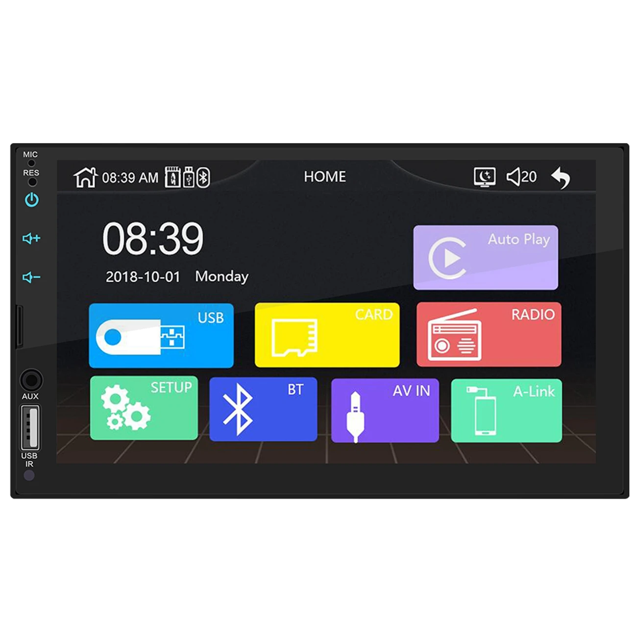 

7 Inch Car Radio Capacitive Touch Screen Player Bluetooth MP5 for Carplay Interconnect Colorful Lights