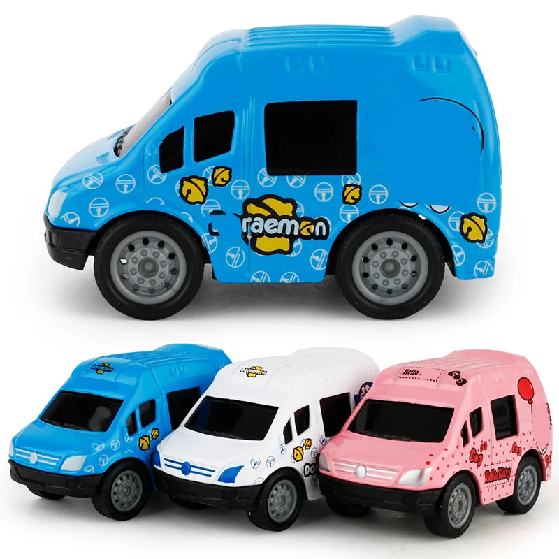 

Small Alloy Car for Children's Toy Pockets Pull back function Cartoon school bus Model of the van Buses Diecast