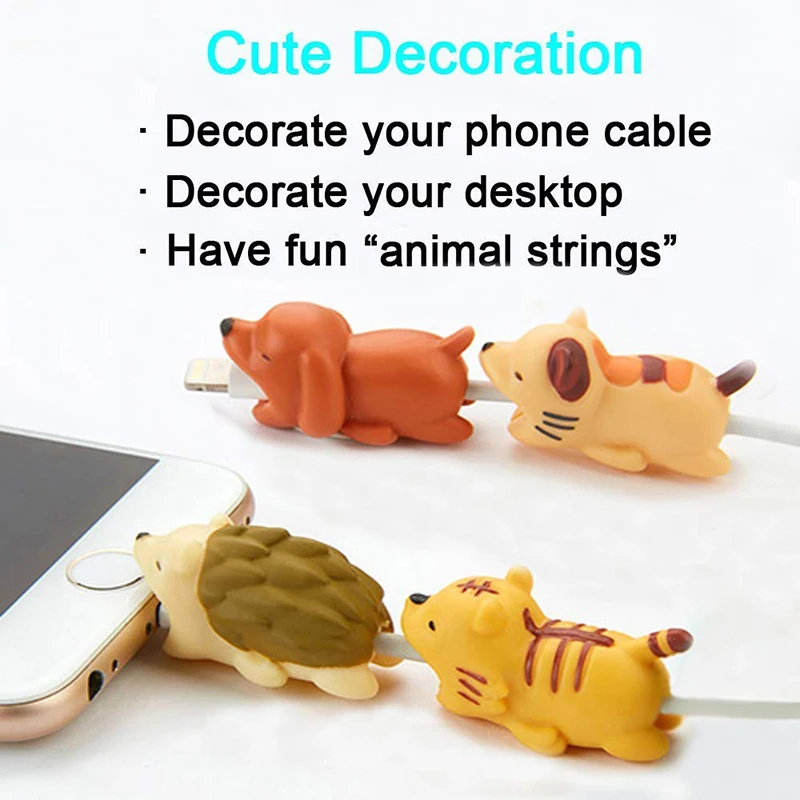 1pcs cute cable bite animals protector for android iphone charging cord cable buddies cartoon cable biter phone holder accessory free global shipping