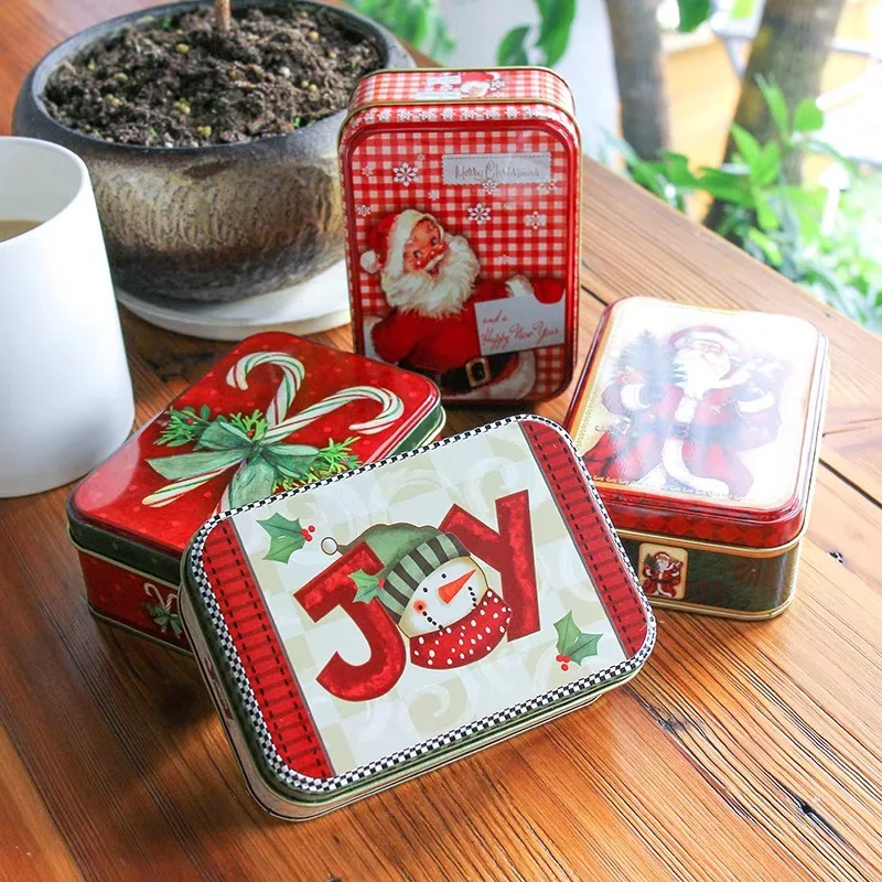 4 шт. Новый рождественский стиль квадратная железная жестяная коробка для