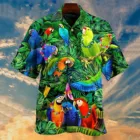 Гавайская рубашка с тропическим принтом для мужчин и женщин, Повседневная пляжная сорочка с коротким рукавом, отложным воротником, на пуговицах, Рубашки, Топы, блузки