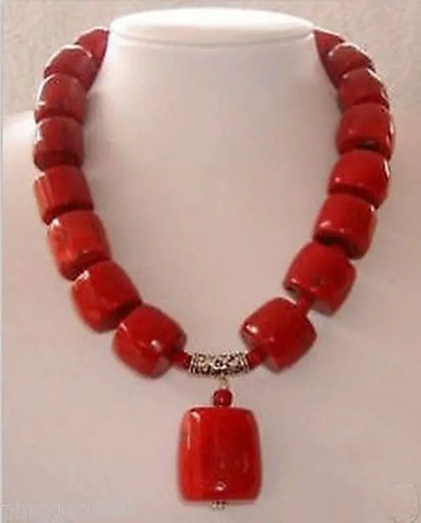 

Hot sale Huge Handicraft Red Cylinder Coral Necklace