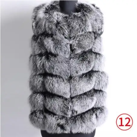 short vest 20 Женская мода осенний зимний стиль настоящая лисица пальто жилет тонкий круглый вырез зимний женский натуральный мех куртка пальто жилет - Цвет: short vest 20