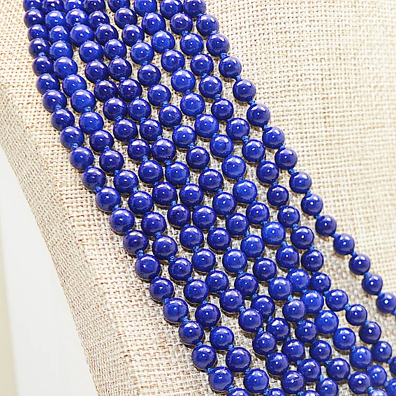 Comprare Lapis Lazuli Collana In Rilievo, Qualità Lapis Gioielli, 8 Righe 6 Millimetri Rotonda Blu Lapis Collana Di Gioielli Fatti A Mano Di Charme Regalo Delle Donne