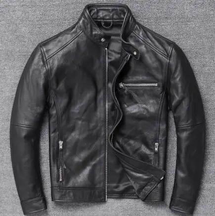 

Leather Jacket Men Genuine Clothes 2023 Cowhide Coat Motorcycle Real Cow Leather Jackets Spring Autumn Coats 094Hei KJ3192