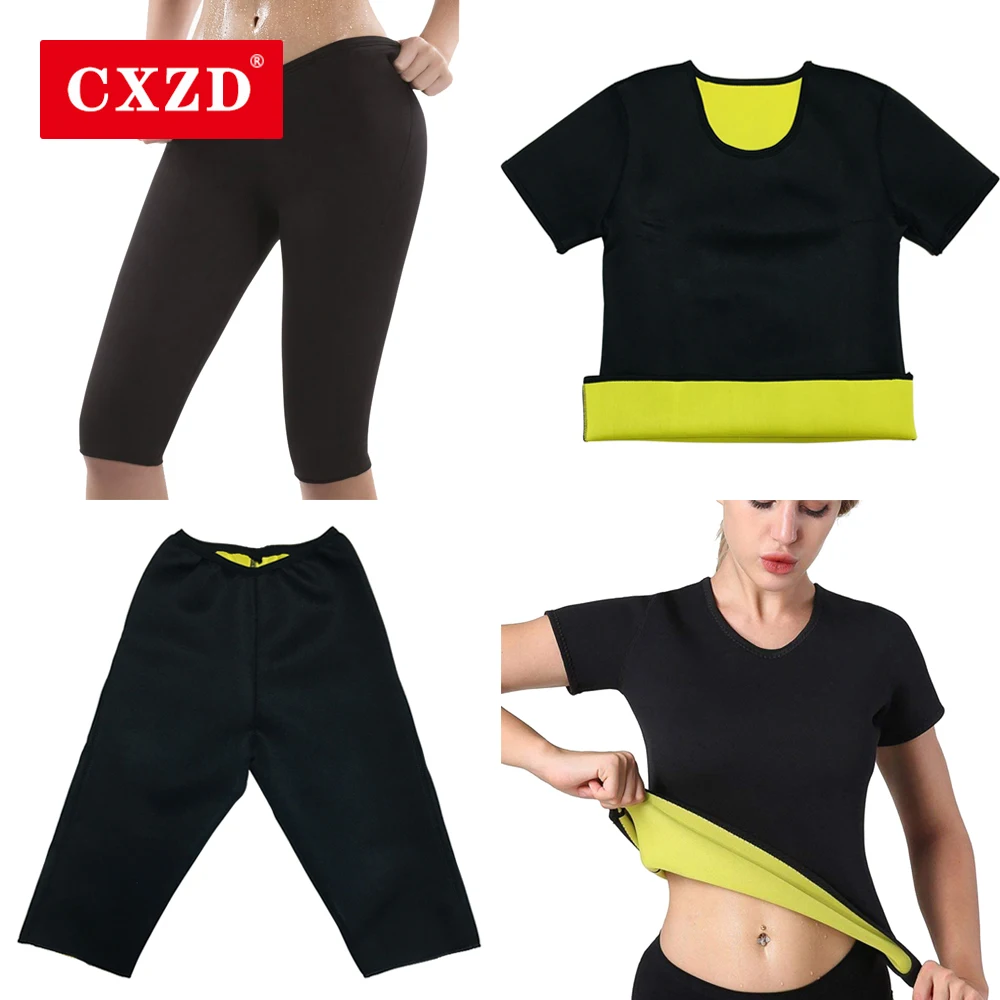 

CXZD Women Waist Trainer Top Vest Pant Sweat Sauna Suits Body Slimming Shirt Corset Neoprene Sauna Shapewear