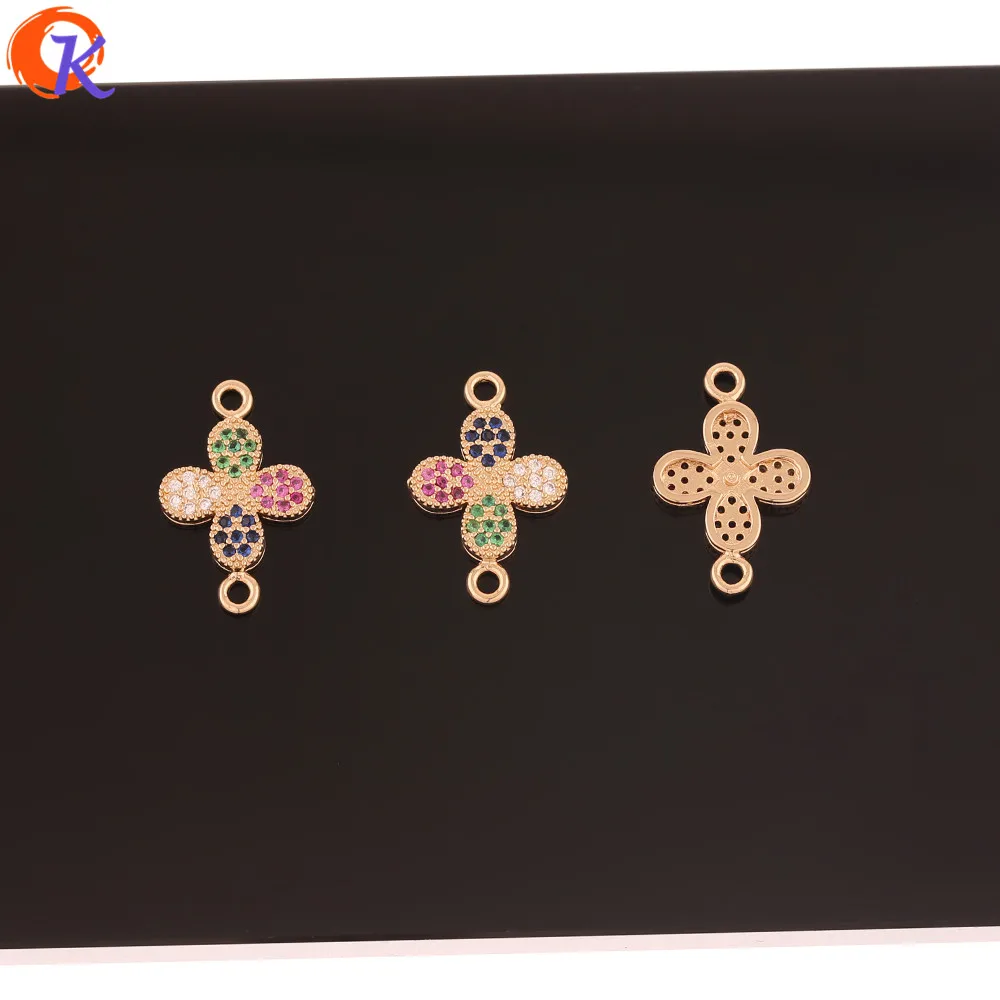 

Cordial Design 30Pcs 14*22MM Jewelry Accessories/DIY Making/Earring Connectors/Flower Shape/Earring Findings/Hand Made/CZ Charms