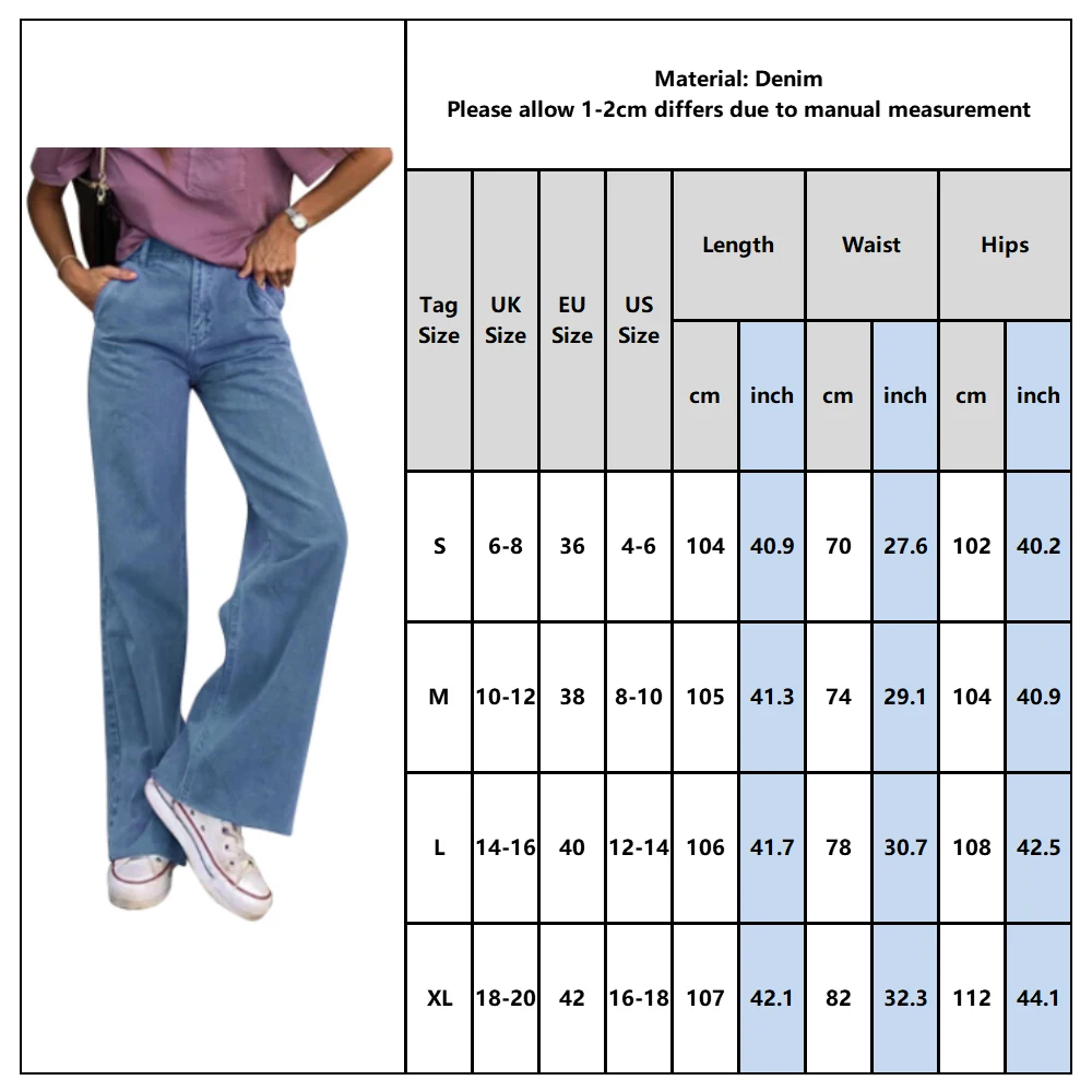 

High Waist Solid Straight Female Denim Trousers Fashion Lady Vintage Streetwear Women Denim Pants Casual Jean Wide Leg Pants D30