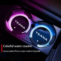 luminous car water cup coaster holder 7 colorful usb charging car led atmosphere light for nissan teana j31 j32 j33 j34 1 2 3