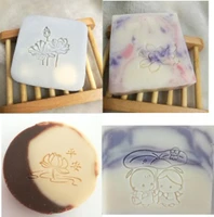 lotus flower transparent handmade soap stamp plants leaf acrylic soap making chapter custom stamps birthday gift