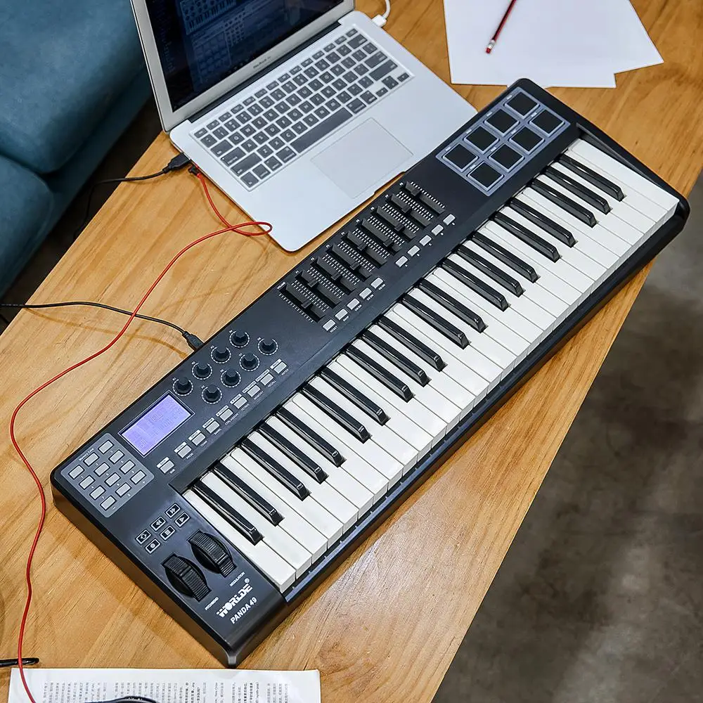 WORLDE 49 Key USB MIDI клавиатура контроллер 8 барабанов с кабельная panda49|Электронный