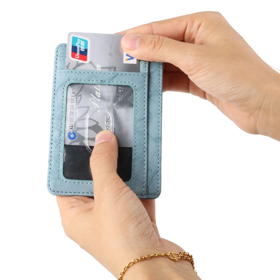 Men Women Leather ID credit Card Holder Pilot Rfid Protection Wallet Bank Cardholder Slim for Case Pocket Crazy Horse | Багаж и сумки