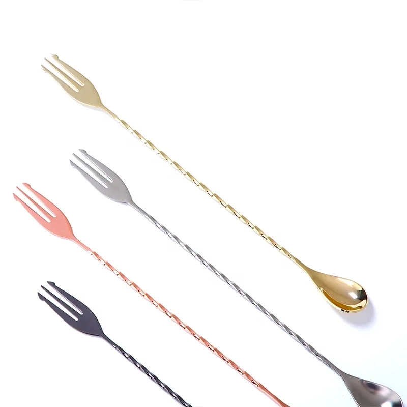 Многоразовая Коктейльная ложка для смешивания с длинной ручкой из нержавеющей