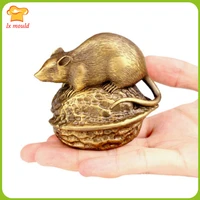 3d walnut rat silicone mould home decoration plaster candle soap chocolate soft silicone mold