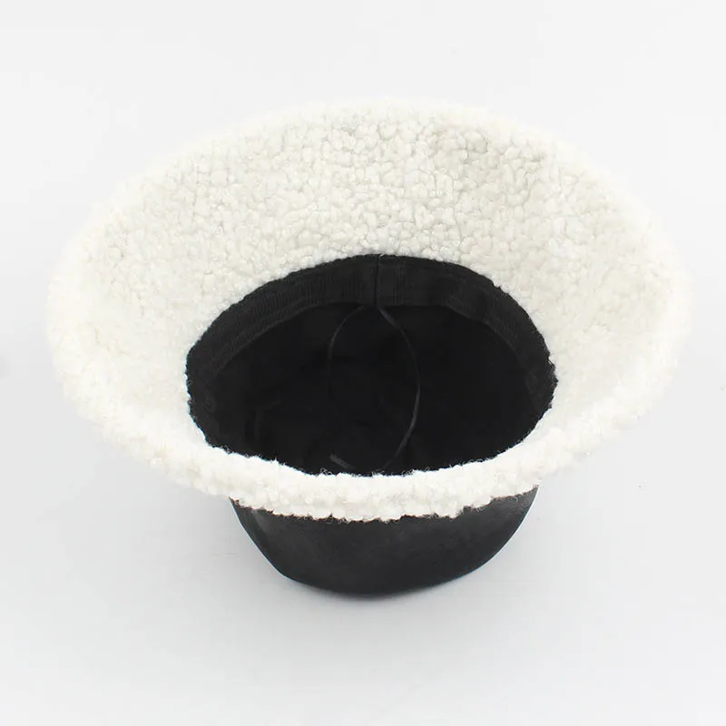 2020 Hat new Autumn Winter Women PU Leather Bucket Hats Fashion Lambswool Keep Warm Fedoras Casual Travel Simplicity Cap QDKPOTC