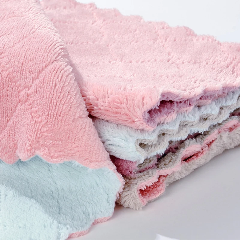 

15*26 Microfiber Double Sided Kitchen Towel Absorbent Dish Cloth Non-stick Oil scouring pad Household Tableware Cleaning