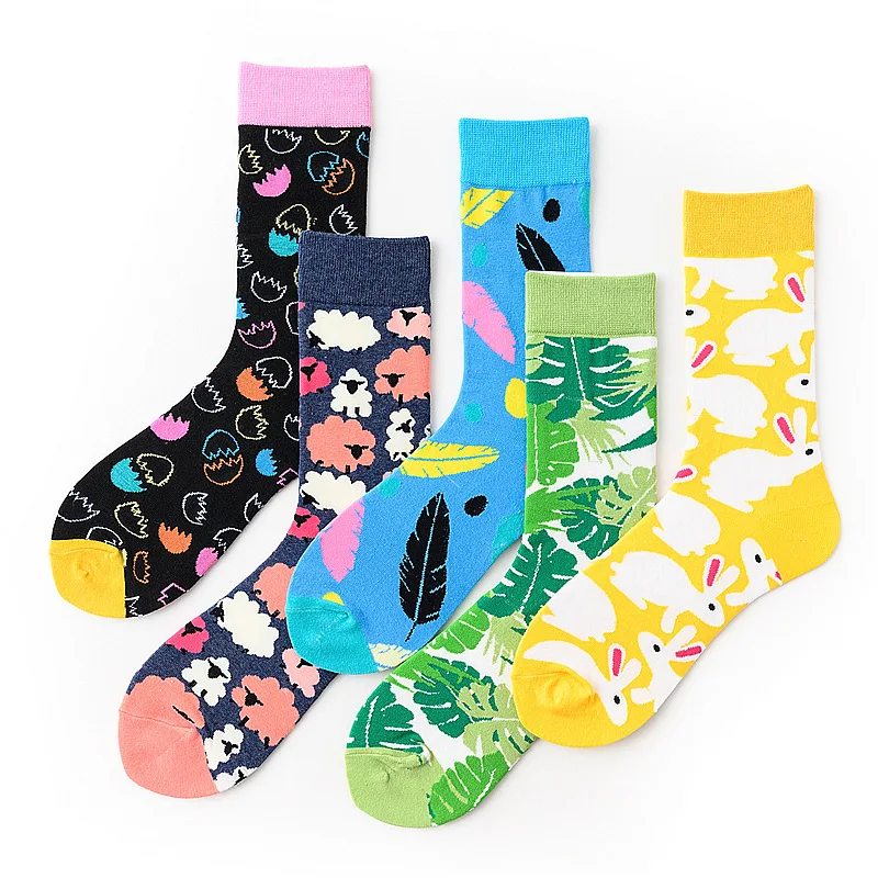 

Красочные забавные матросские нарядное узорчатый чулок с Повседневное хлопковое яйцо носки с изображением кролика