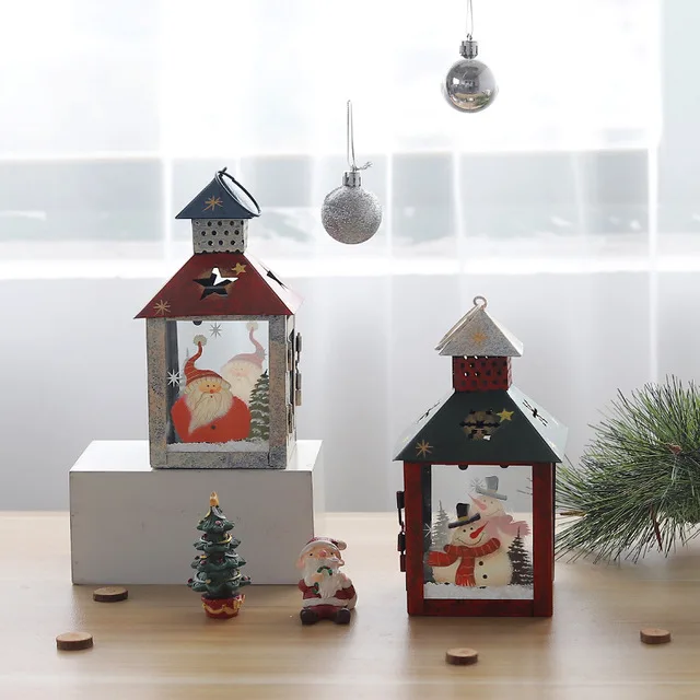 Christmas Candle Holders Lantern Centerpiece Santa Claus Candlestick Gift Decorations | Дом и сад