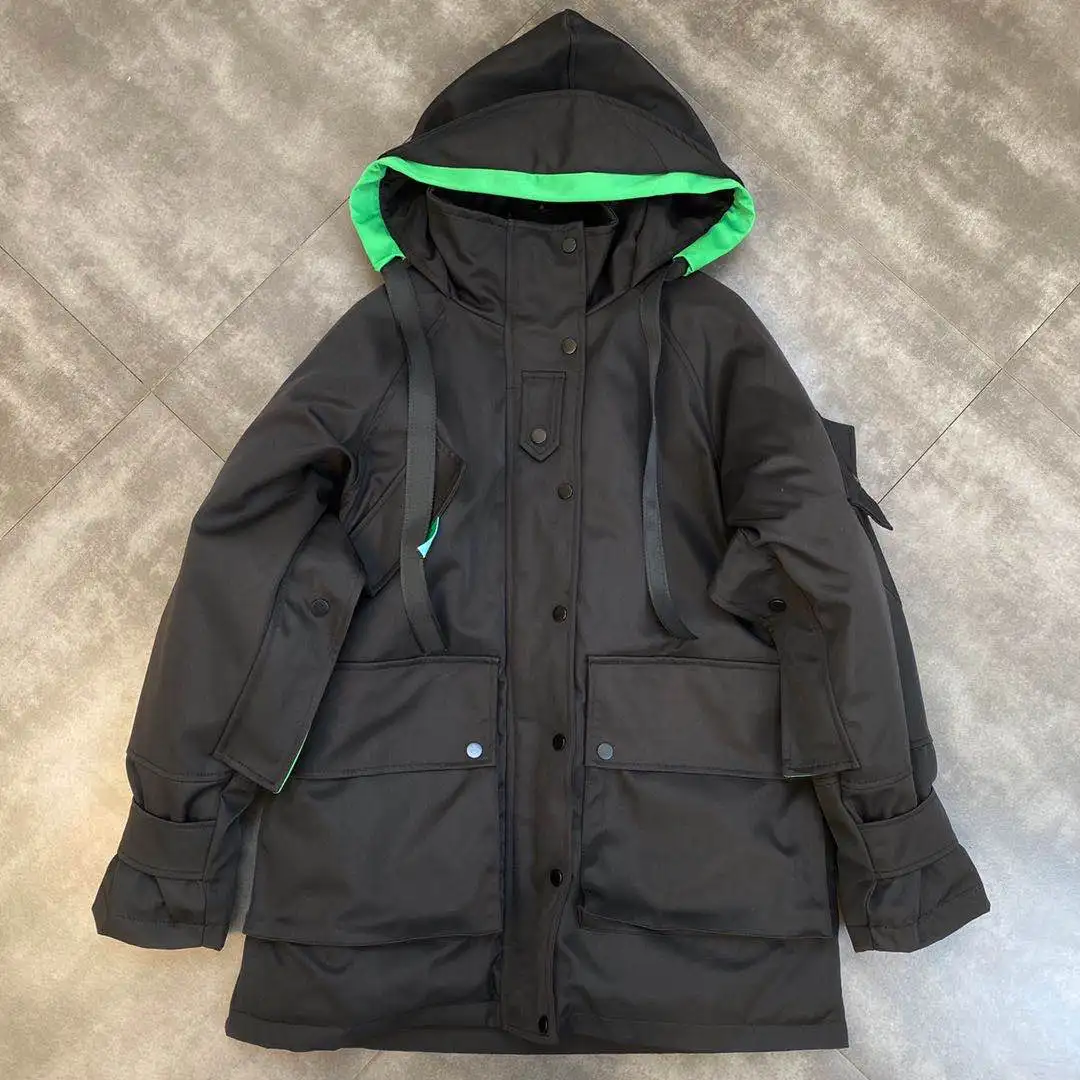 

Зимняя модная свободная Красивая хлопковая одежда средней длины с капюшоном и длинными рукавами и несколькими карманами