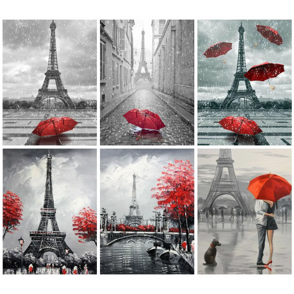 Huacan 5D алмазная вышивка полная выкладка Париж живопись крестиком декорации