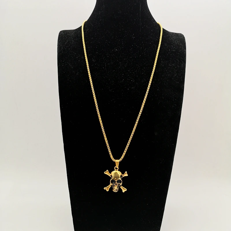 Ожерелье мужское из нержавеющей стали винтажная подвеска в виде рок черепа крест