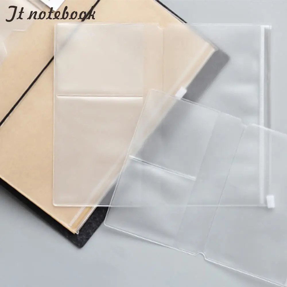 Transparent PVC Storage Bag for Traveler's Notebook Diary Day Planner Accessories Business Cards Notes Pouch Zipper Bag