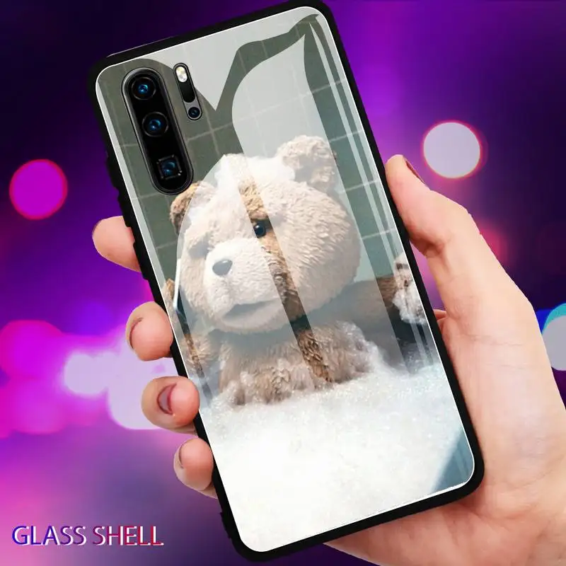 

Funny teddy bear Phone Case For Huawei P9 10Plus 20PRO P30 Lite Back Cover Tempered Glass Cases For NOVA 3E Series