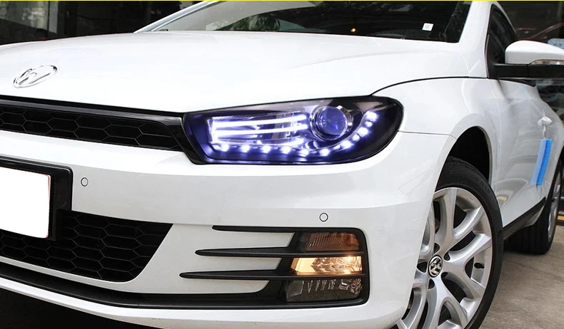 1 пара для Volkswagen Scirocco светодиодная фара 2008- года передняя фара в сборе с дневным ходовым светом