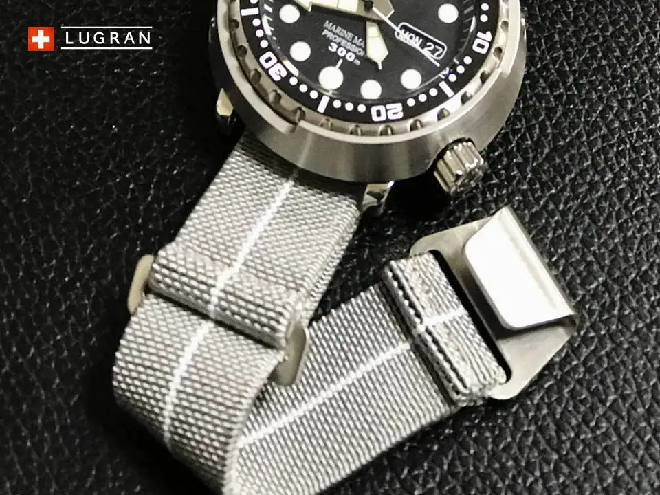 Gray -white line Lugran Parachute ремень Ver. Эволюция НАТО нейлон ремень ремешок эластичный ремешок для часов 20/21/22 мм 904 из нержавеющей стали - Цвет ремешка: Gray -white line