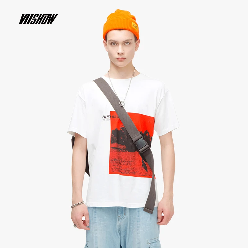 VIISHOW 2019 летняя футболка с короткими рукавами Мужская холодный белый Круглый