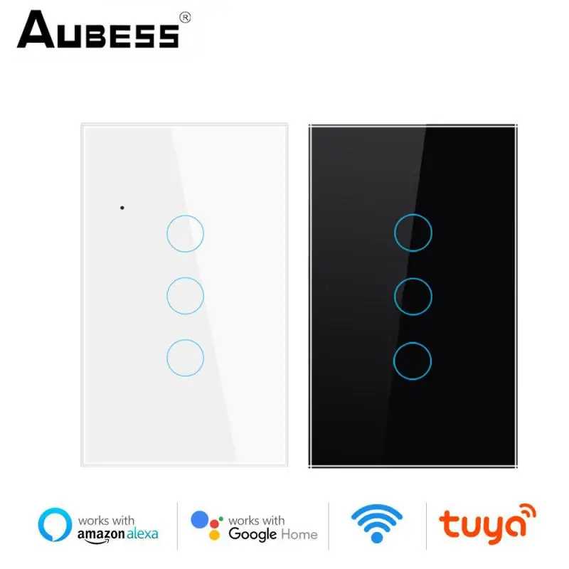 

Tuya WiFi Smart Light Switch With Luxuray Glass Panel, Touch Sensor Smart Wall Switch Voice Work With Alexa, Google Home Alice