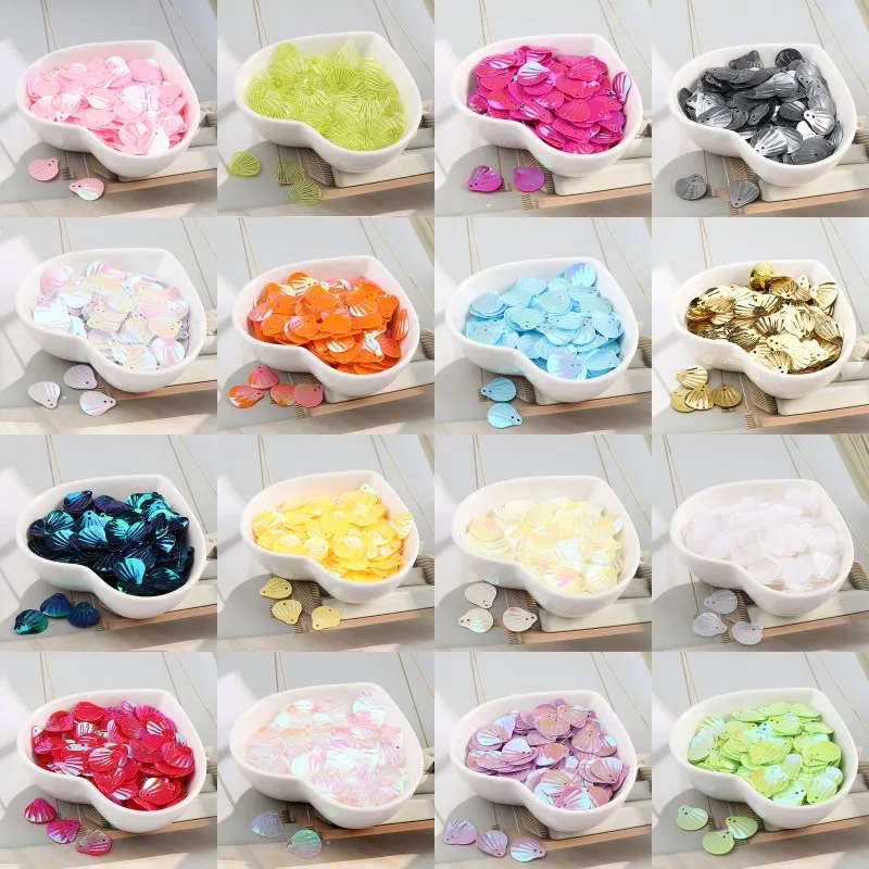 Фото ISequins 200 шт 13 мм Sea Shell Форма пайетками DIY Швейные Украшение изделий Свадебный корабль, Для женщин ткань аксессуары №1