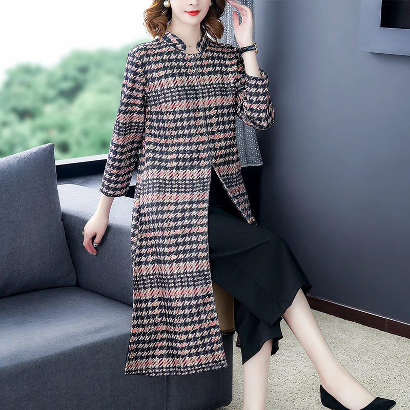 Принт с геометрическим узором женский плащ осеннее высококачественное шикарное