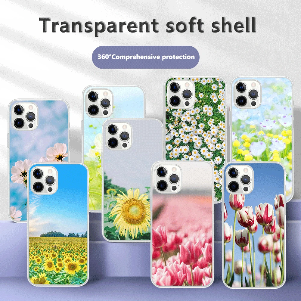 

Soft TPU Phone Case For iPhone 13 12 Pro mini XS Max XR 7 8 6 6S Plus SE 2 Sunflower Cover For iPhone 11 Pro Shell Fundas