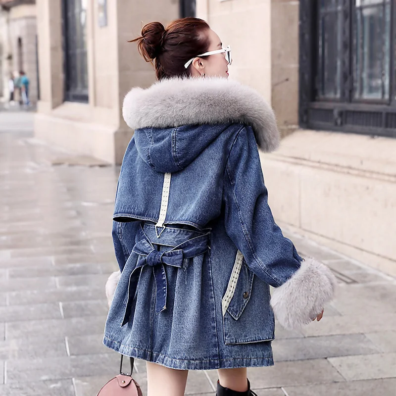 Женская длинная куртка с большим меховым воротником шуба из искусственного меха